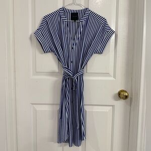 Alex Marie Navy and White Striped Midi Dress